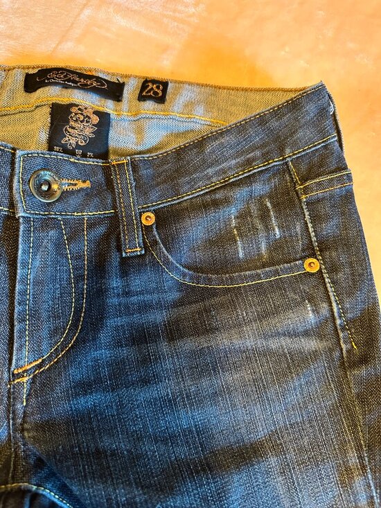 Ed Hardy Low Rise 90s Y2K Tiger Jeans Flair / Boot Womens Sz 28 Vintage RARE USA - Picture 13 of 16